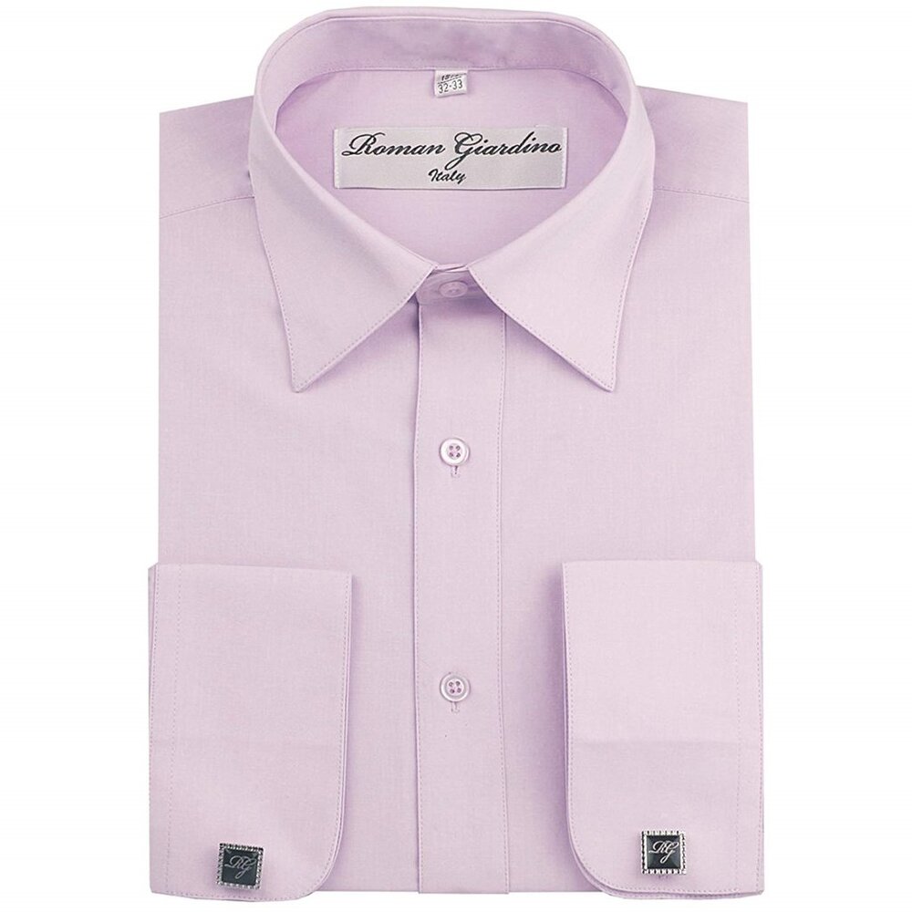 Men's Dress Shirts Convertible Long Sleeve Botton Down Collar - Lavender